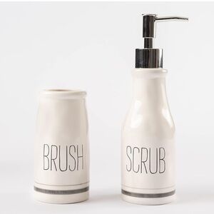 Mud Pie Ceramic Bath Set - White and Silver